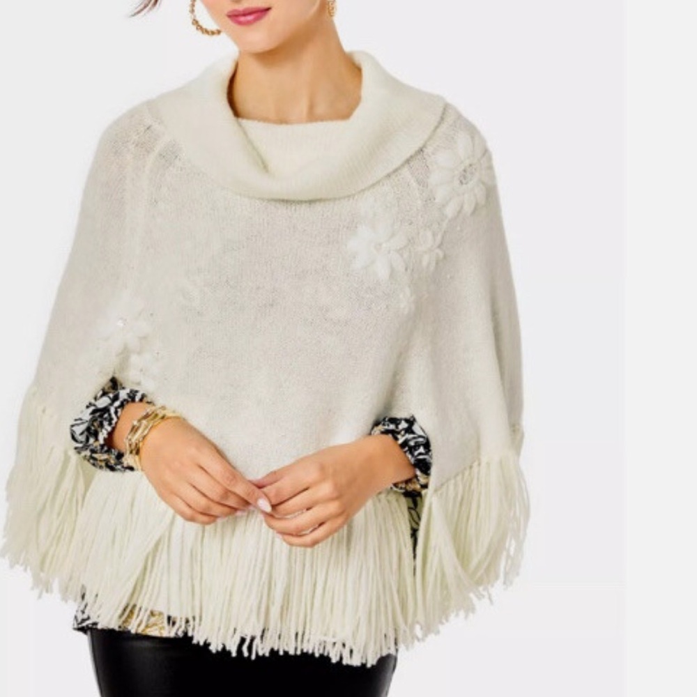 Lilly Pulitzer Cream Sweater with Fringe